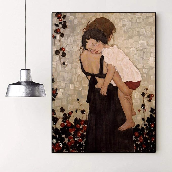 Mother Holding A Child by Gustav Klimt Paint by Numbers for Adults DIY Digital Painting by Numbers Kits On Canvas