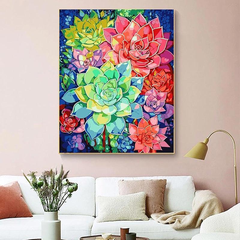 Paint By Number Kit For Adults And Beginners Cat Flowers