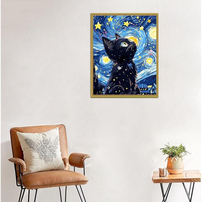 Paint By Numbers Kit Black Cat Canvas Art