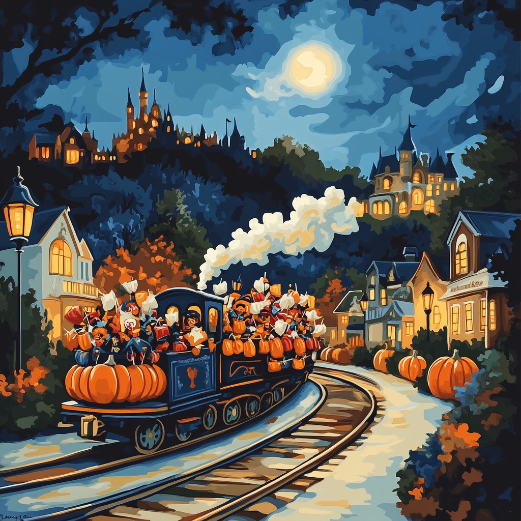 Trick Or Treat Train Paint by numbers art