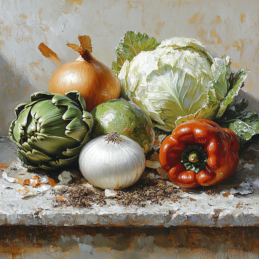 Diego Velázquez Inspired Market Vegetables On Stone DIY paint by numbers