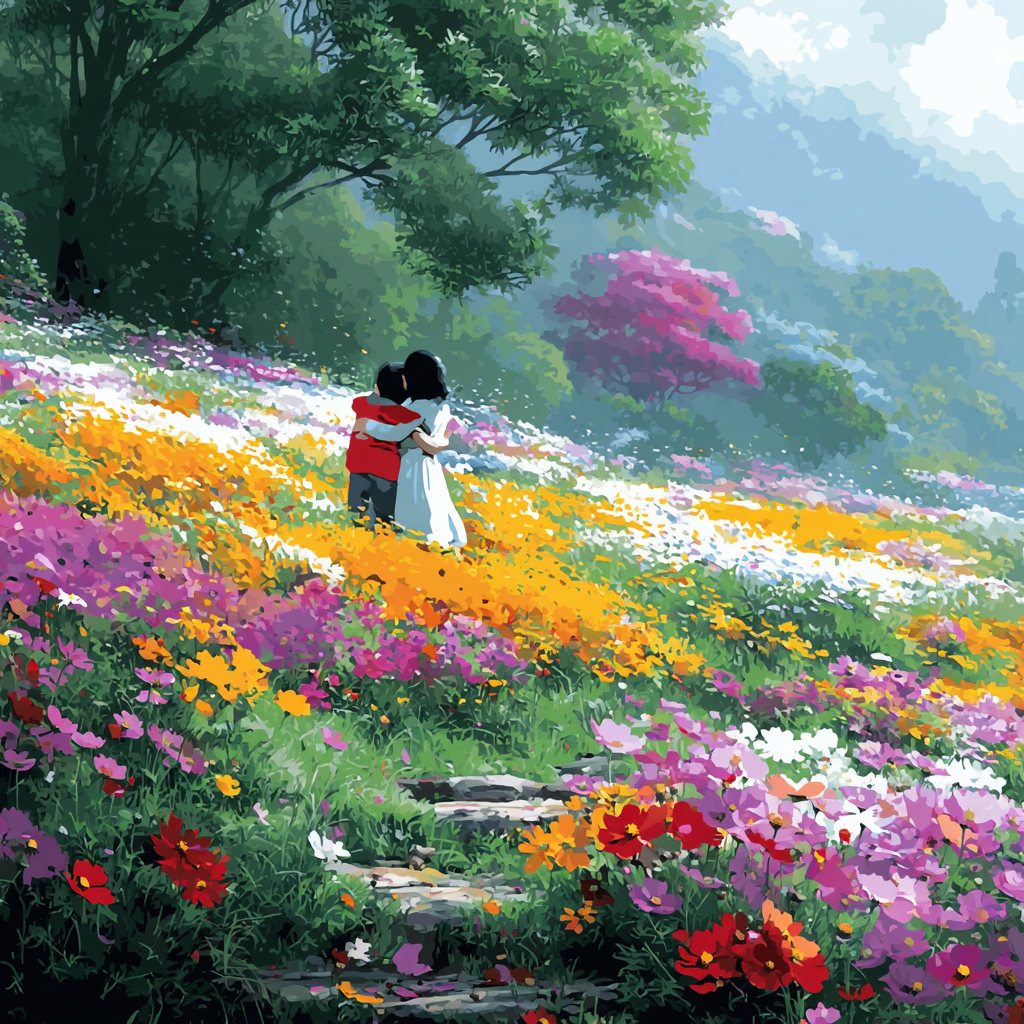 Blossoms And Hugs Painting By Numbers Kit