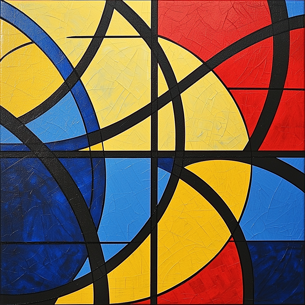 Piet Mondrian Inspired Dazzling Geometric Waves Numbered Painting Kits