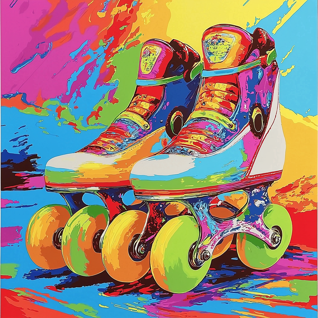 Andy Warhol Inspired Retro Roller Skates Paint By Color
