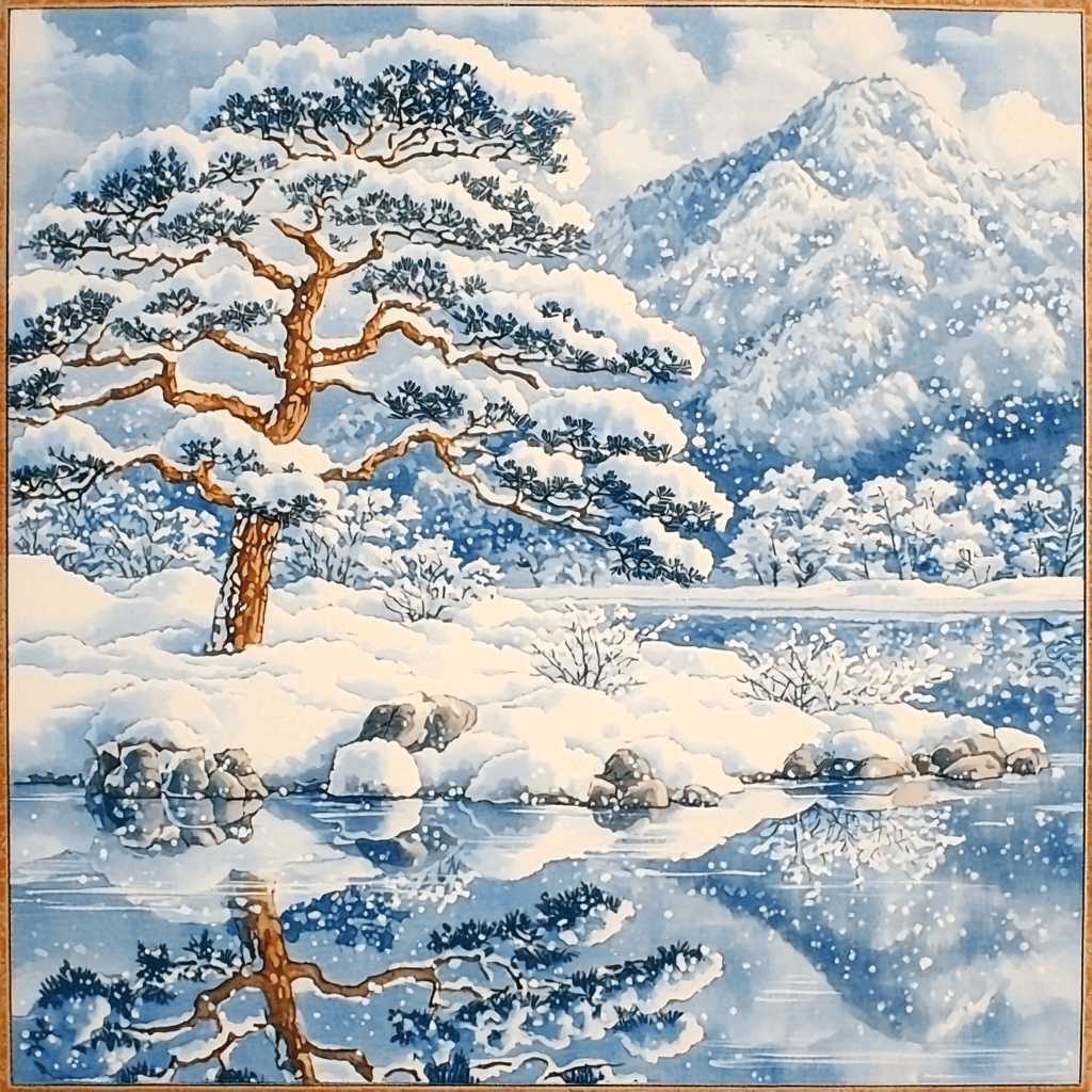 Katsushika Hokusai Inspired Hokusai's Snowy Serenity Numbered Painting Kits