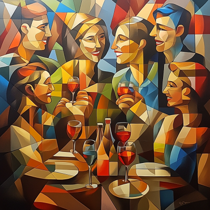 Picasso Inspired Abstract Friends Gathering paint by number