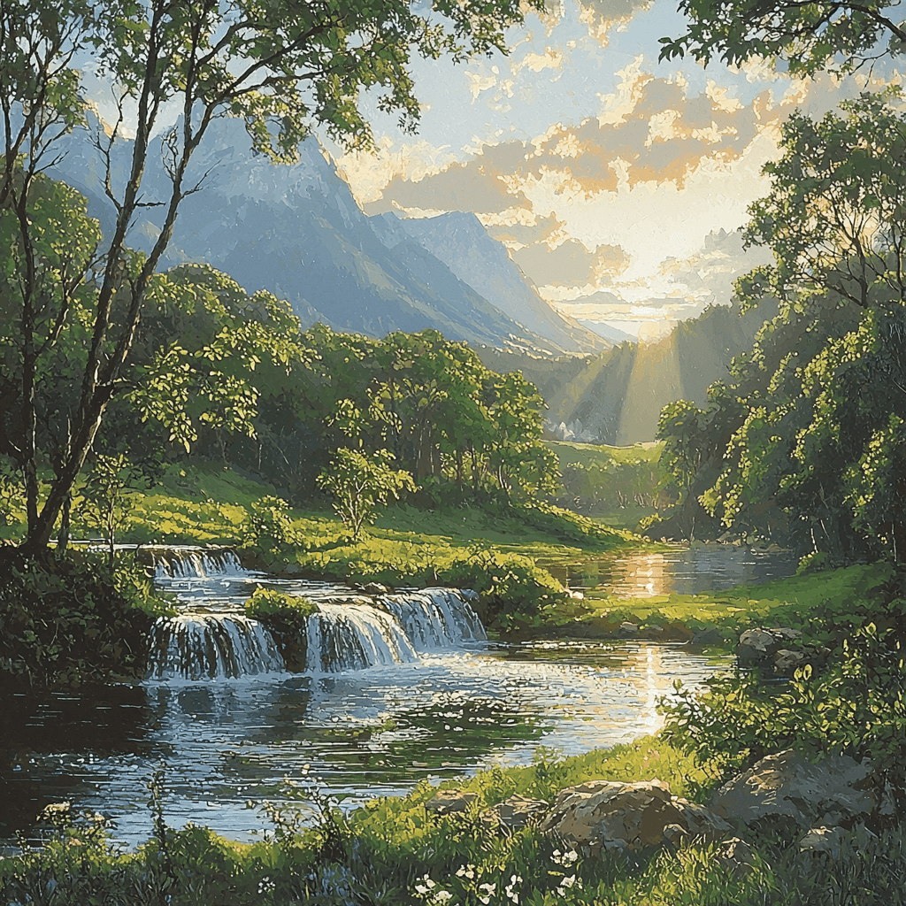 Thomas Cole Inspired Peaceful Wilderness Paint By Numbers
