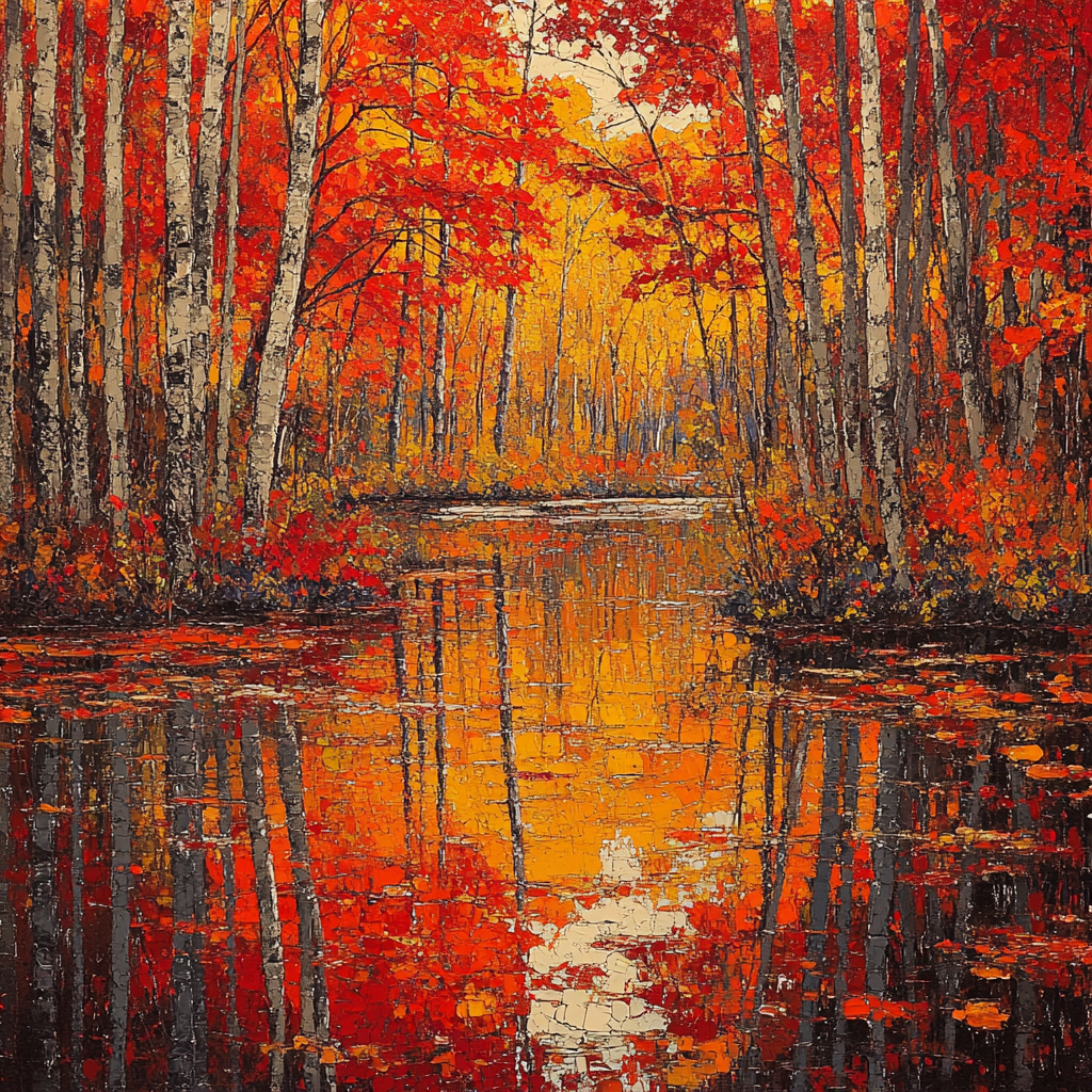 A.Y. Jackson Inspired Autumn Maple Reflections paint by number