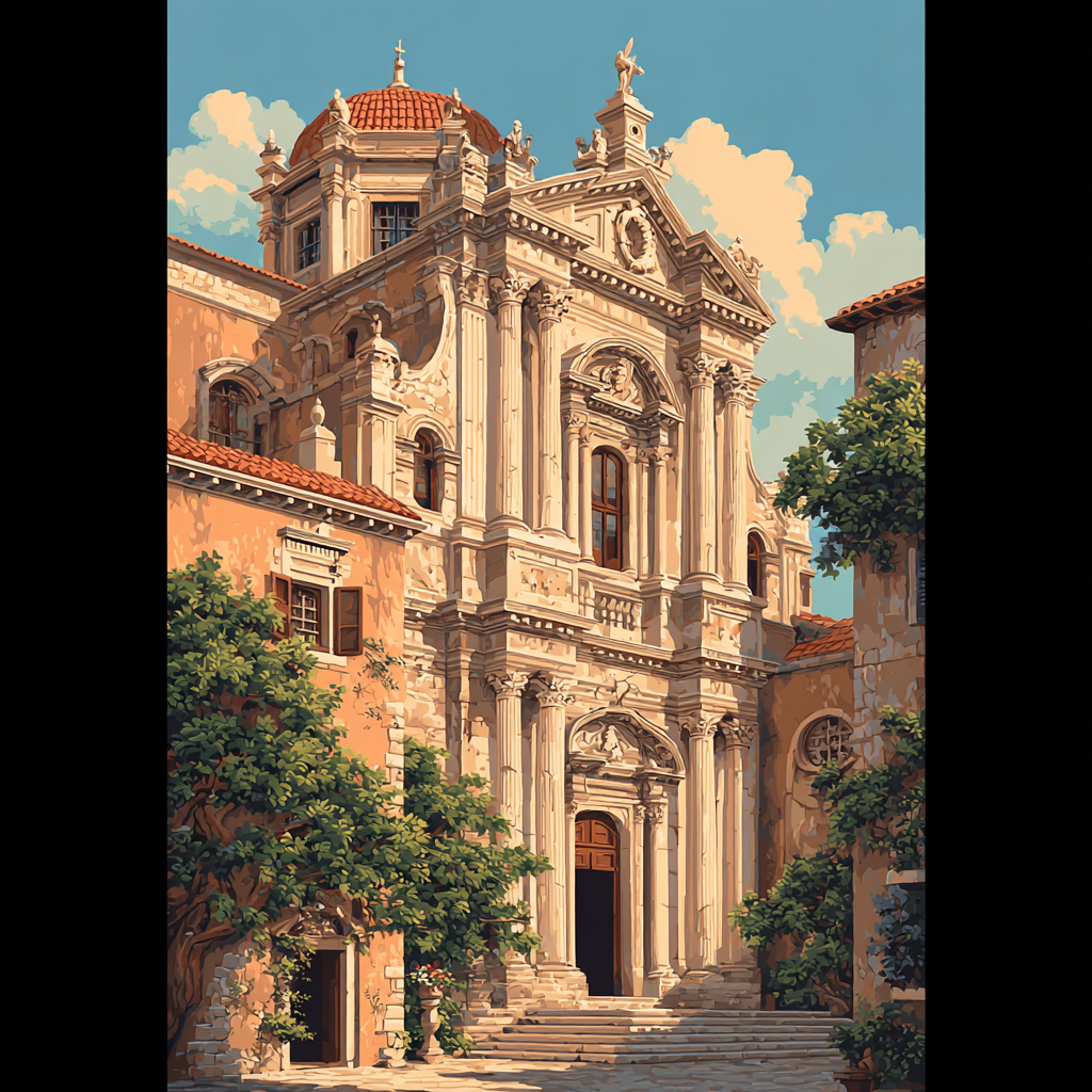 Raphael Inspired Classical Architecture Number painting