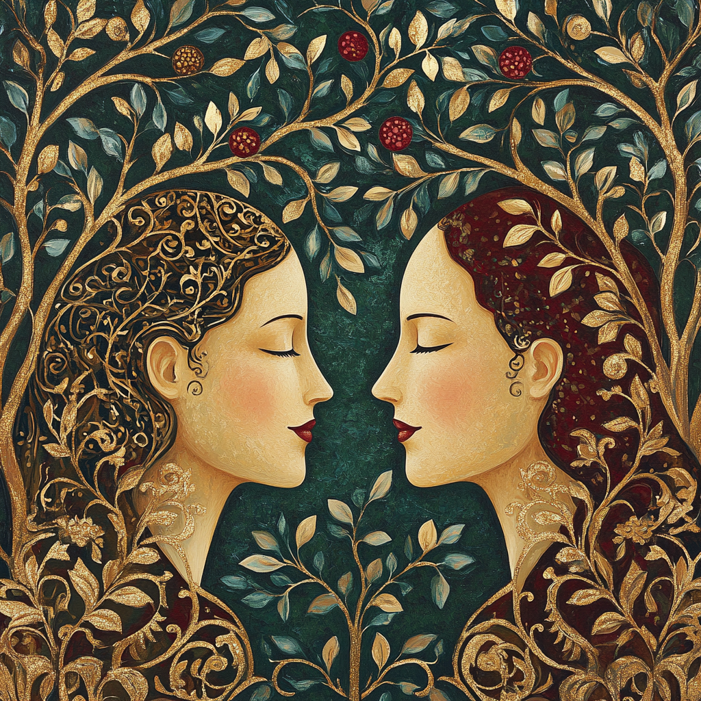 Gustav Klimt Inspired Orchard Embrace paint by numbers