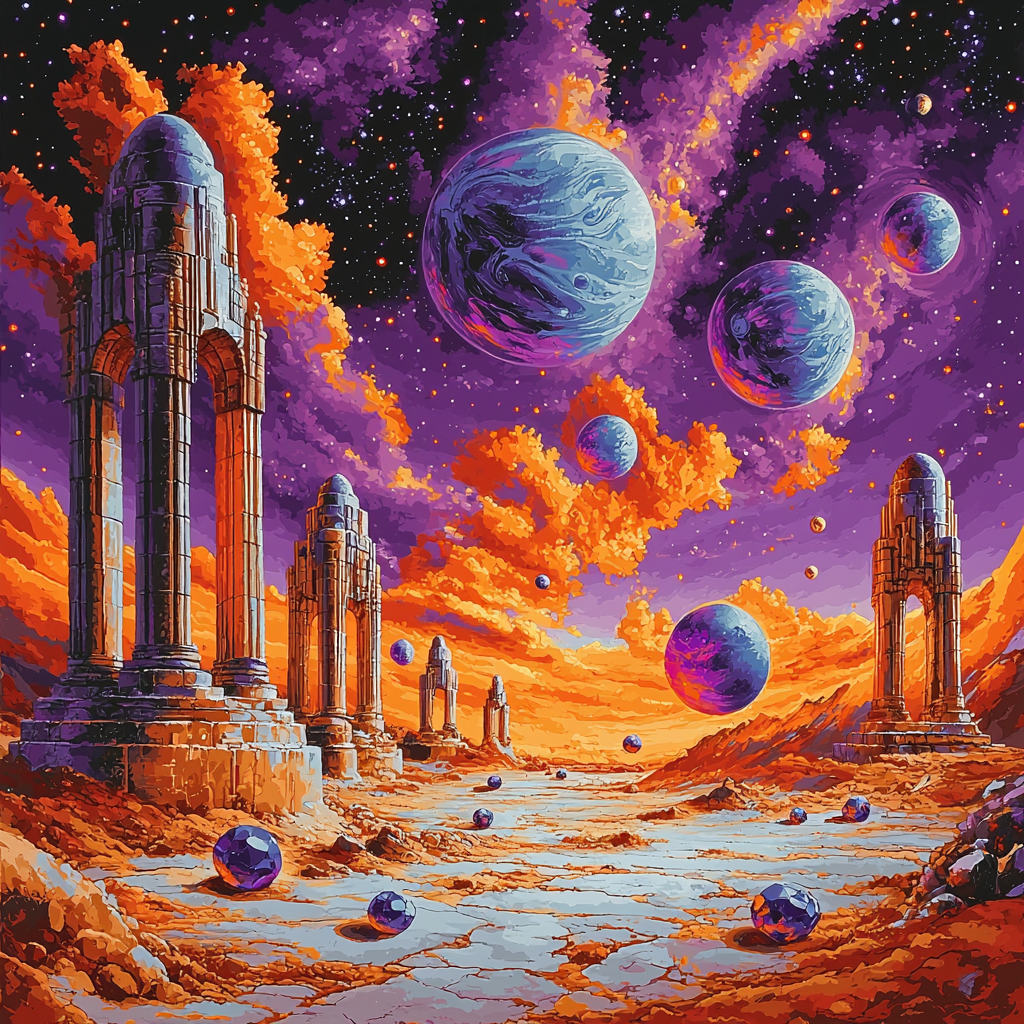 Salvador Dali Inspired Surreal Cosmic Landscape Number painting