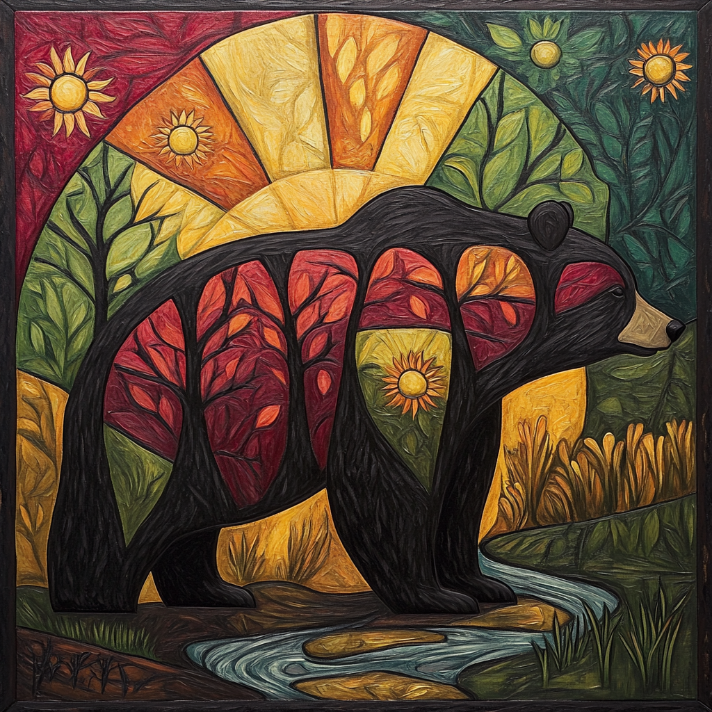 Norval Morrisseau Inspired Bear Of Forest Power paint by numbers