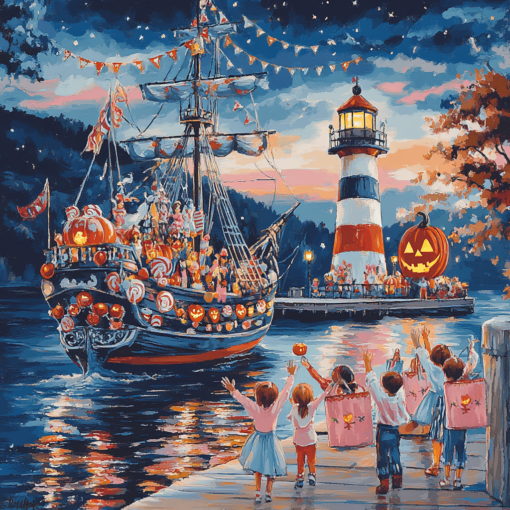 Spectral Sailors On The Haunted Harbor painting number kit