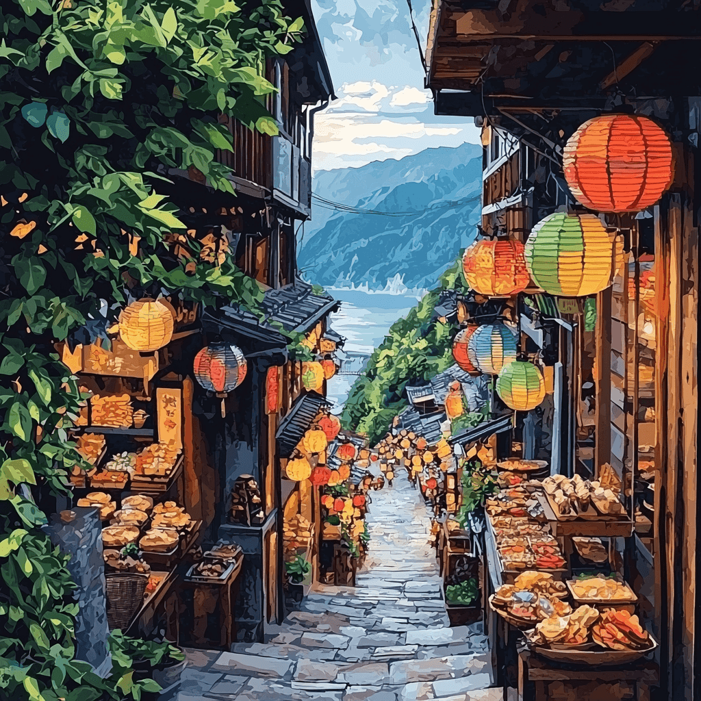 Jiufen Old Street - Taiwan Paint By Number