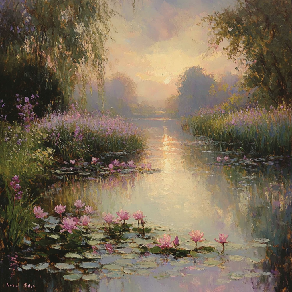 Monet Inspired Misty Morning Garden paint by color