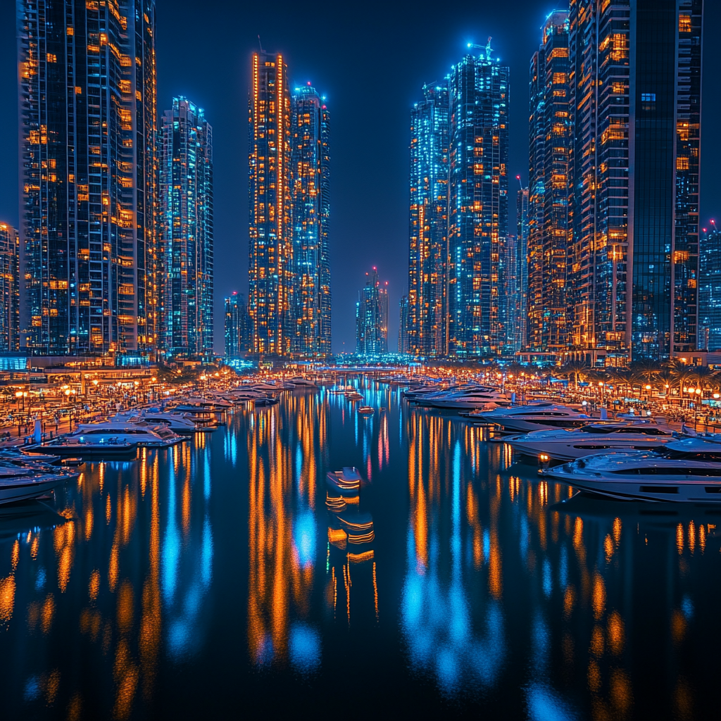 Dubai Marina Night Skyline Dubai United Arab Emirates Number painting