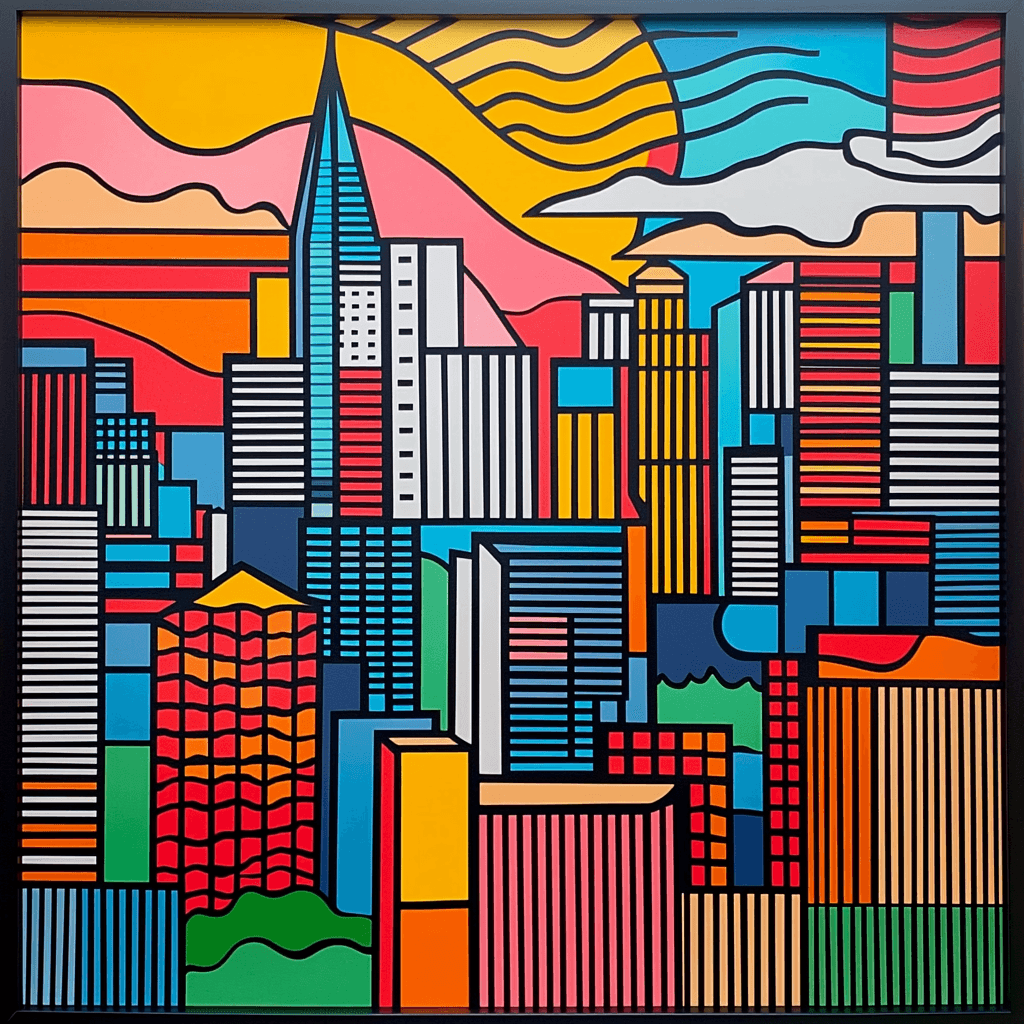 Roy Lichtenstein Inspired Cityscape Vibes Paint By Numbers Art