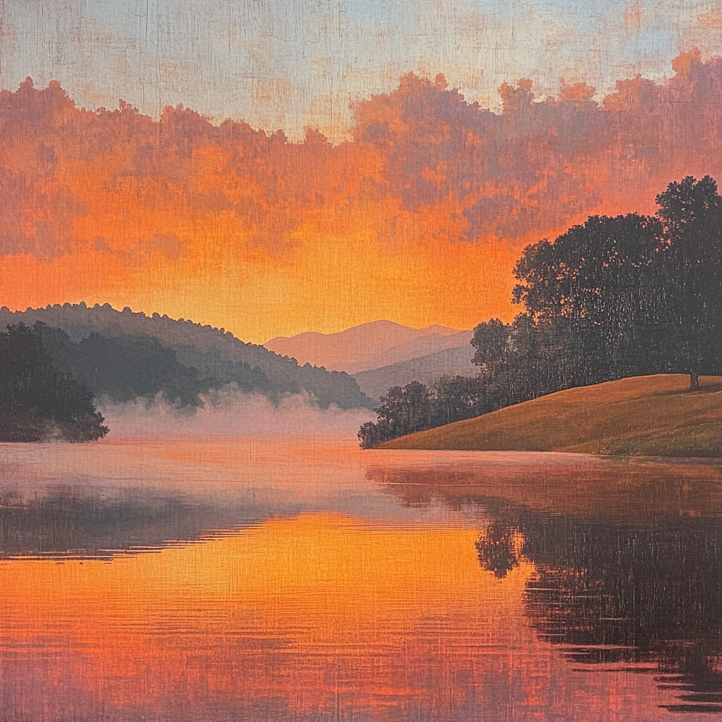 Turner Inspired Sunset Over Hills paint by numbers