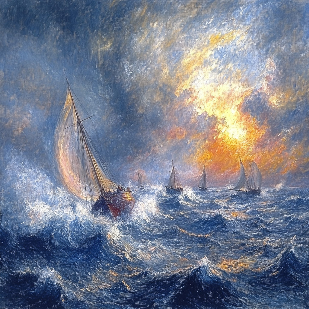 William Turner Inspired Stormy Sea With Ships Numbered painting kits