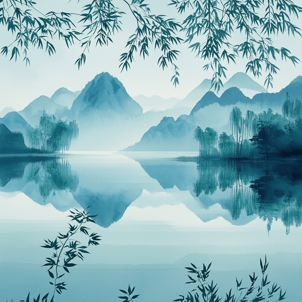 Zhao Mengfu Inspired Harmonious Reflections Numbered Painting Kits