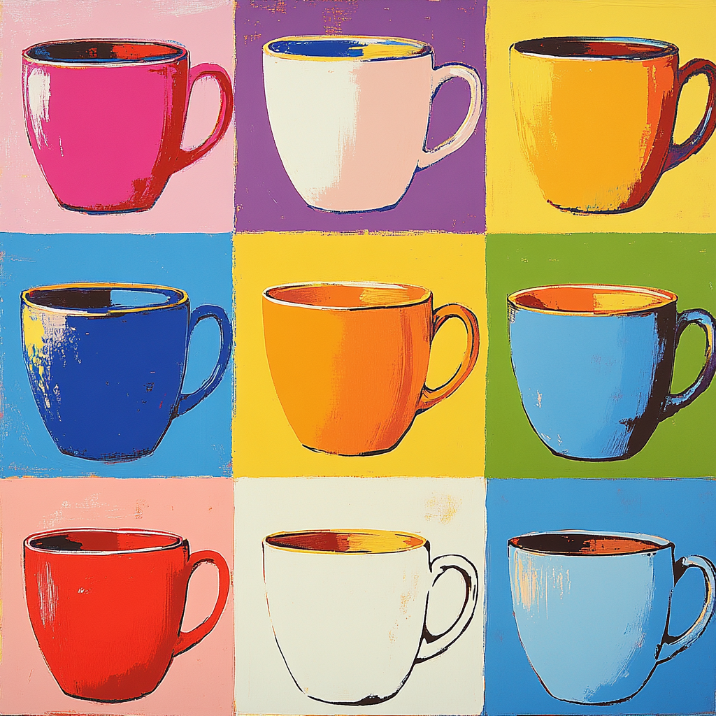 Andy Warhol Inspired Pop Art Coffee Cups Number painting