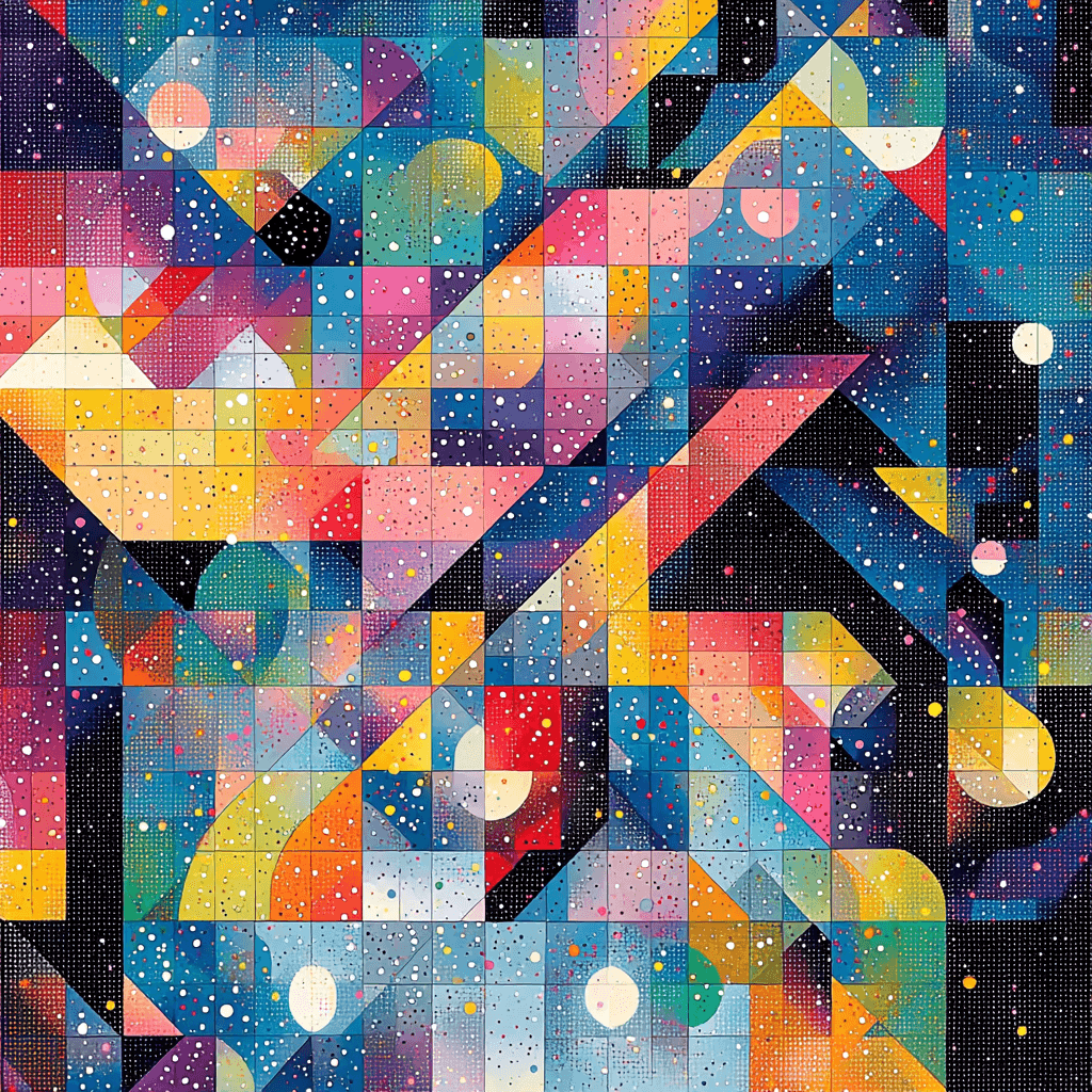 Georges Seurat Inspired Whimsical Geometric Patterns Painting Number Kit