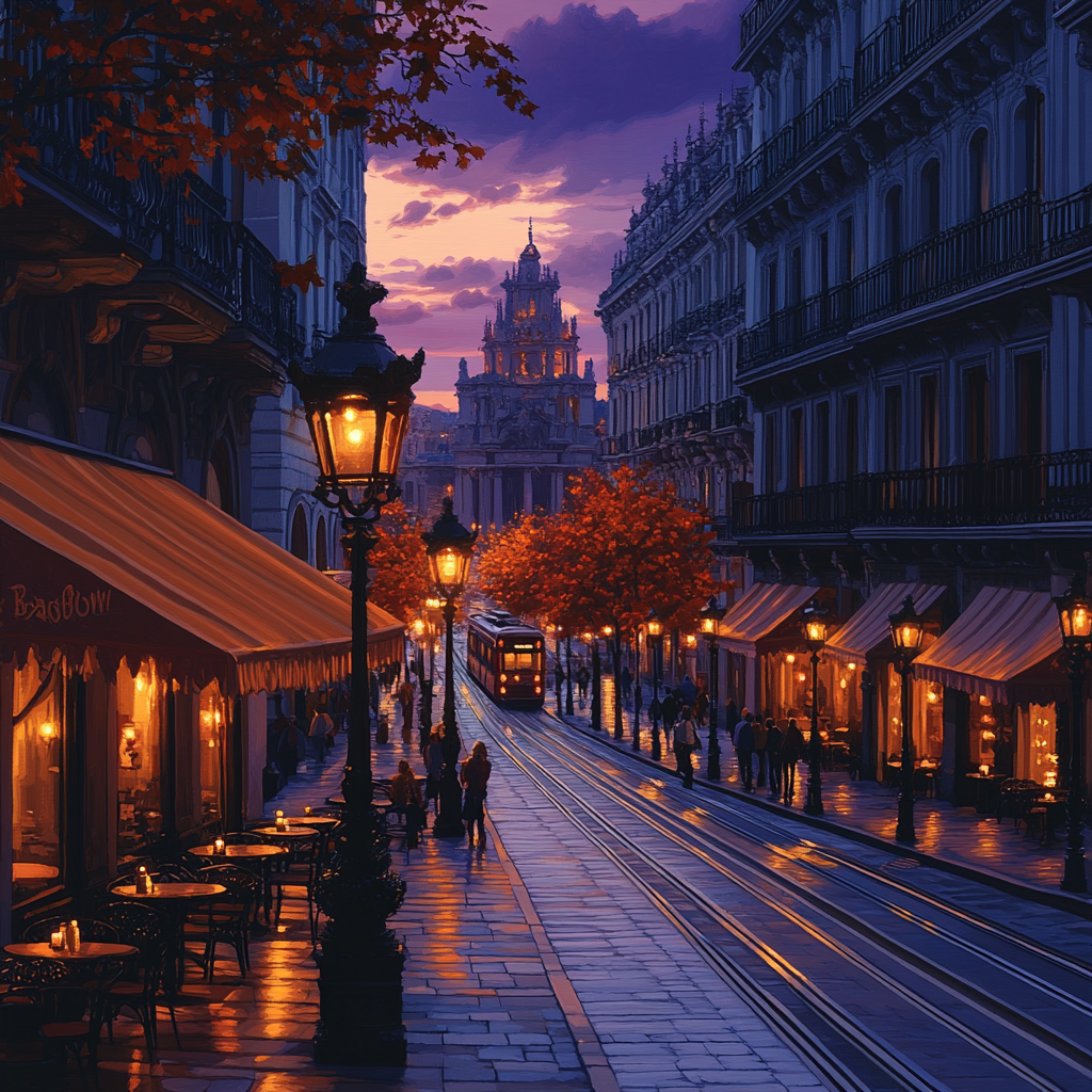 Avenida De Mayo Boulevard At Dusk Buenos Aires Argentina Painting by numbers kit