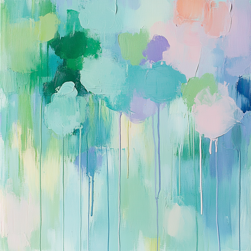 Jackson Pollock Inspired Springtime Drip Abstraction paint by color