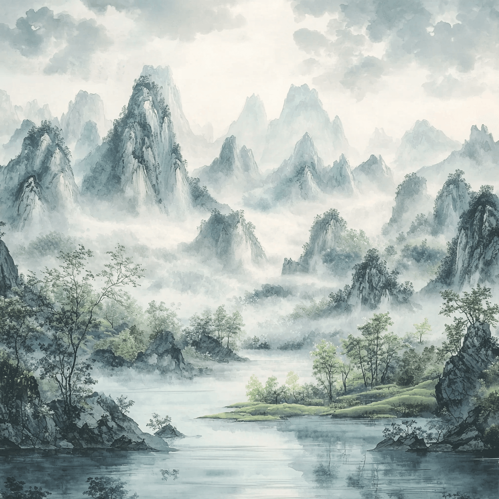 Zhao Mengfu Inspired Whispers Of Mist Numbered Painting Kits
