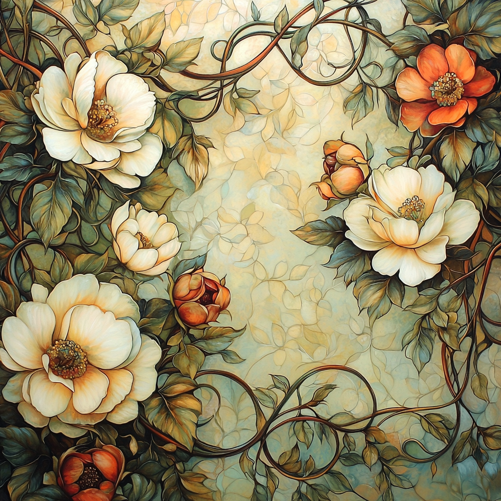 Alphonse Mucha Inspired Timeless Vines Painting Number Kit