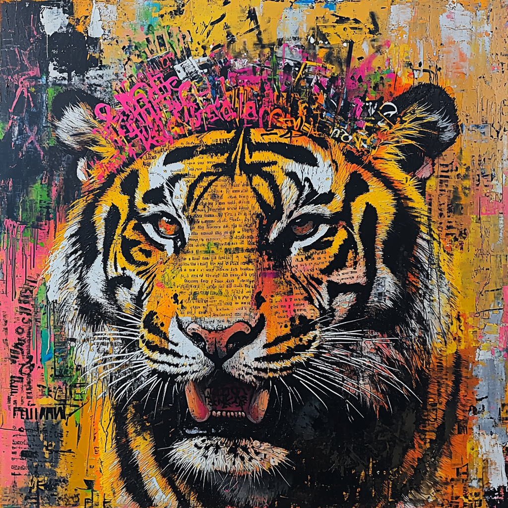 Jean-Michel Basquiat Inspired Neon Tiger painting number kit
