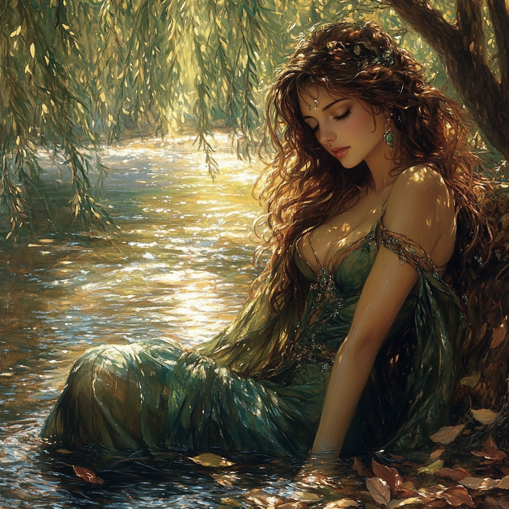 John William Waterhouse Inspired Naiad At Brook paint by numbers