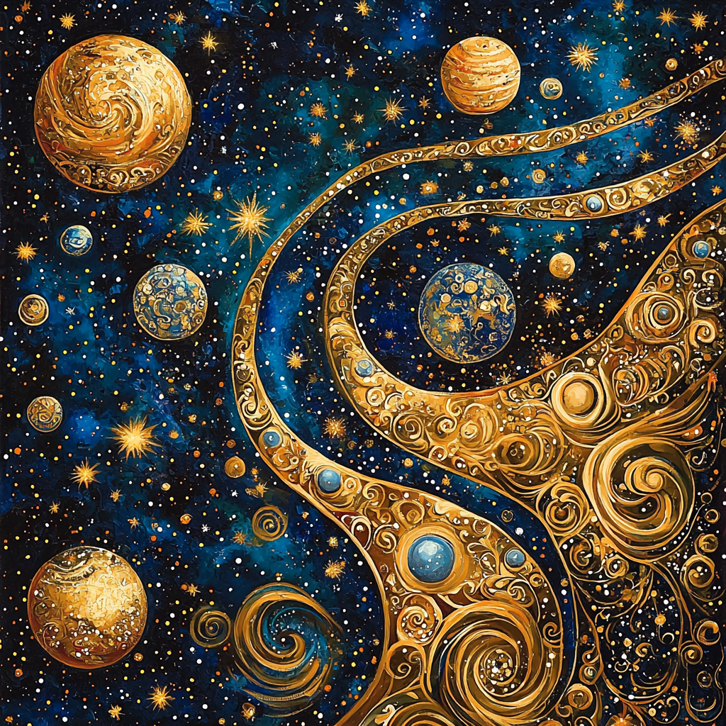 Gustav Klimt Inspired Dance Of The Celestial Bodies Numbered Painting Kits