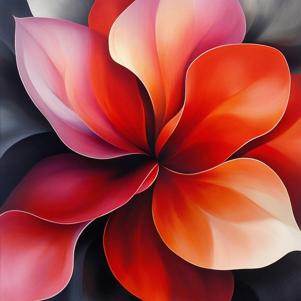 Georgia O’Keeffe Inspired Vibrant Floral Closeup paint by numbers