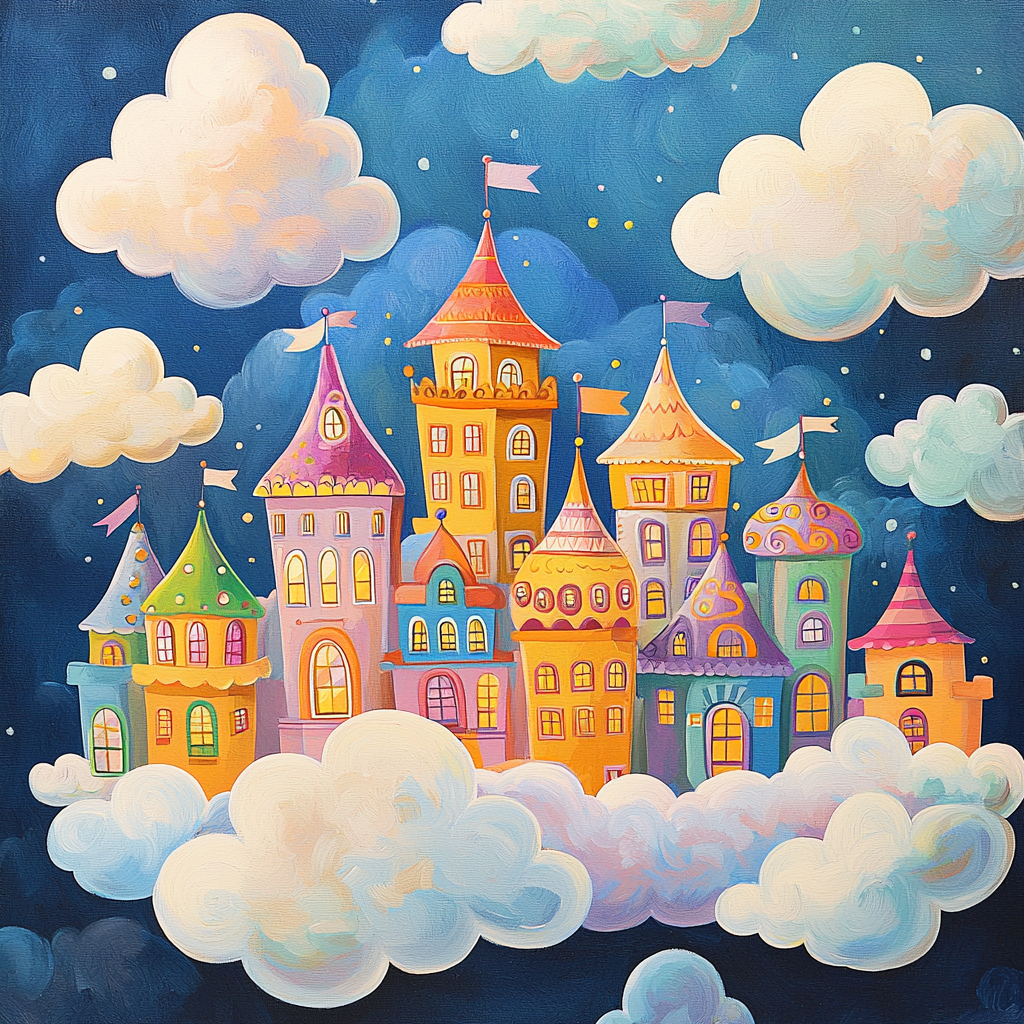 Dr. Seuss Inspired Floating City Dreams Painting Number Kit