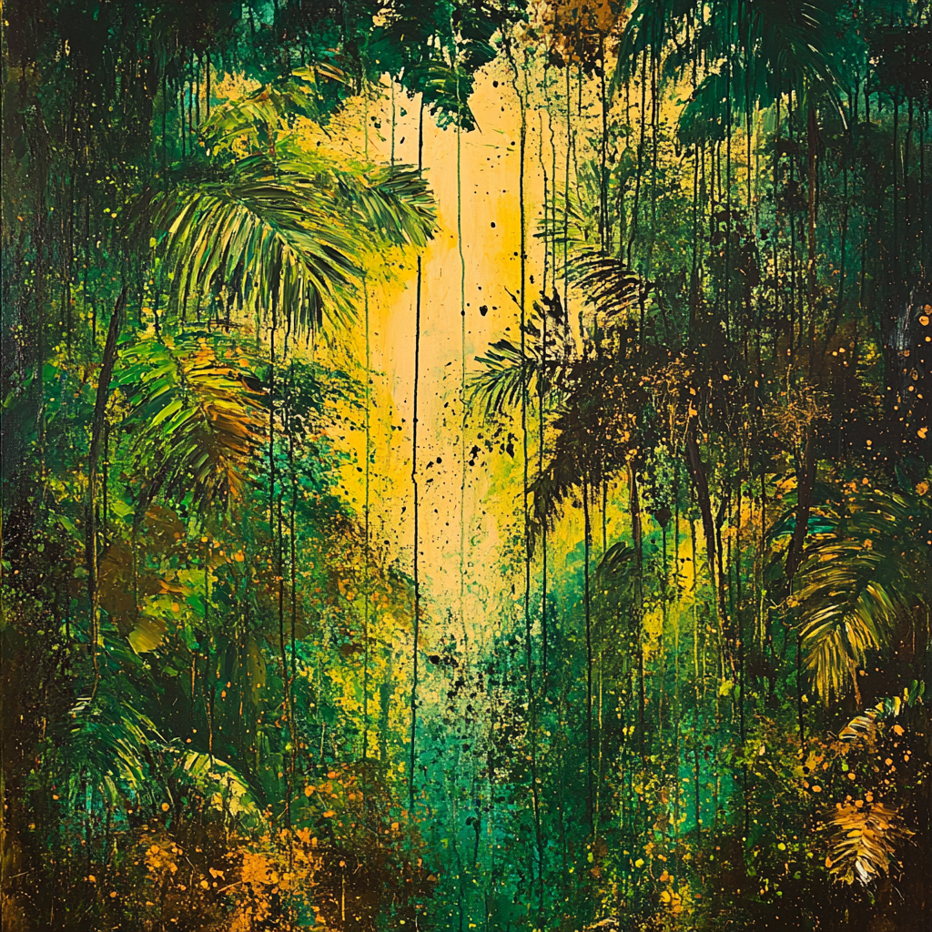 Jackson Pollock Inspired Dynamic Rainforest Canopy painting number kit