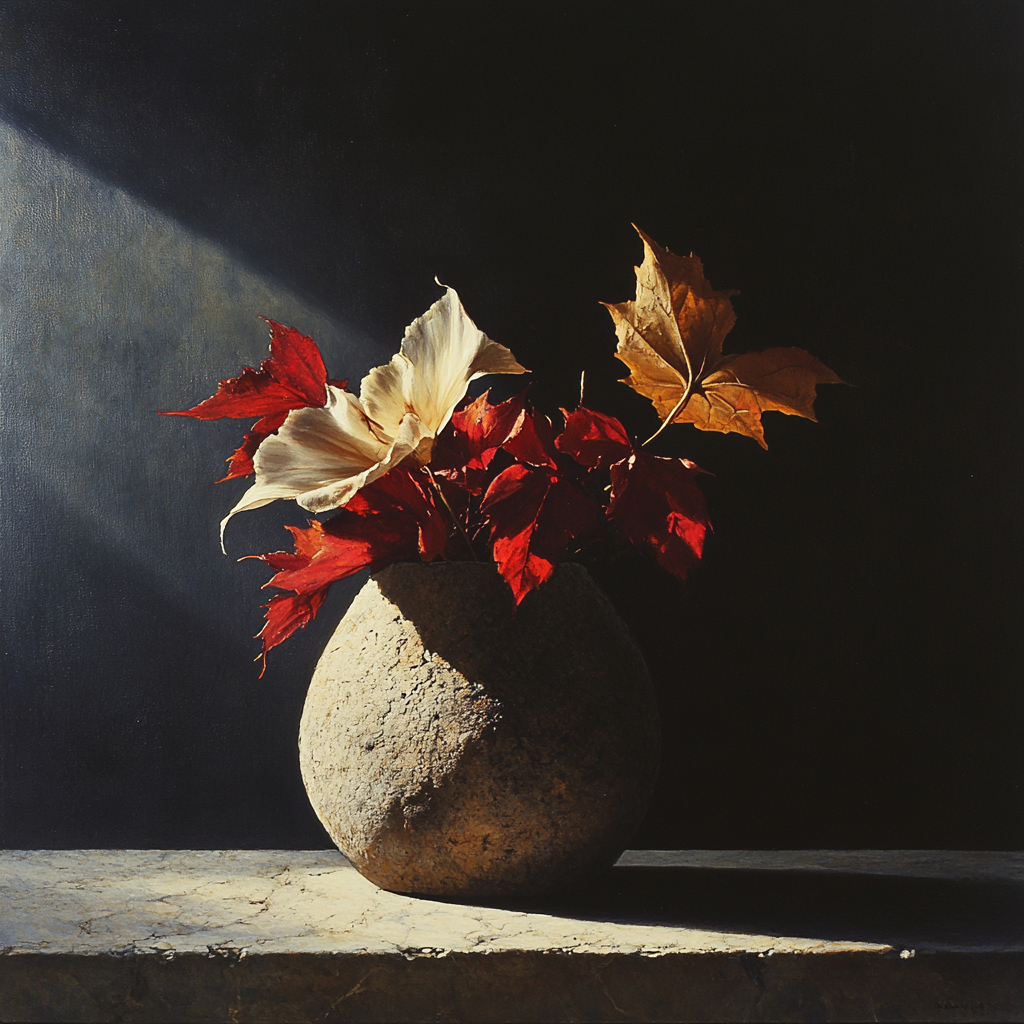 Caravaggio Inspired Twilight Flower Whisper Number painting