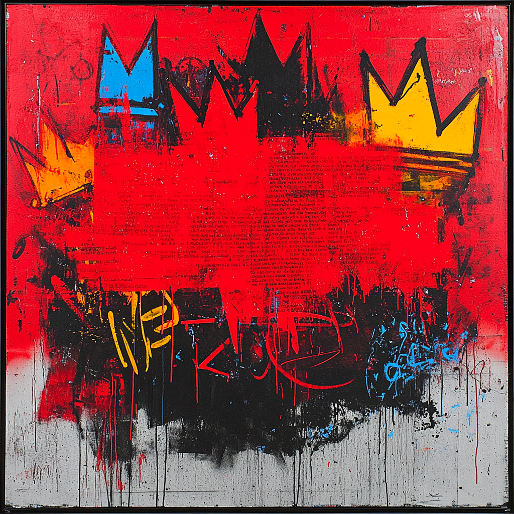 Jean-Michel Basquiat Inspired Urban Crown Cosmos Number painting