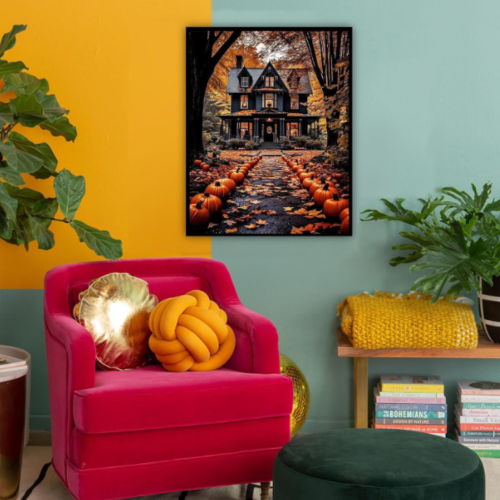Halloween House Landscape Paint by Numbers Kit for Home Wall Decor