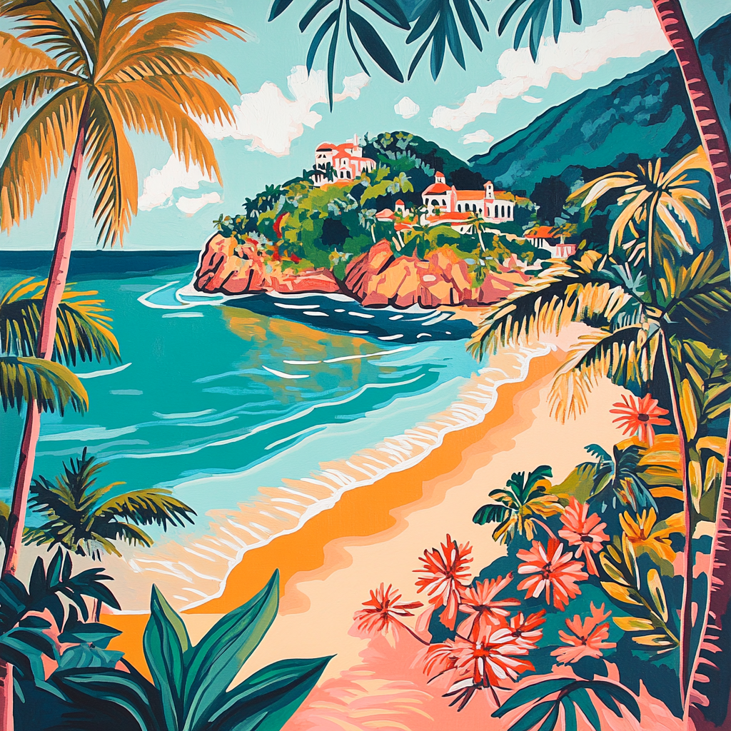 Gauguin Inspired Polynesian Beach Number painting