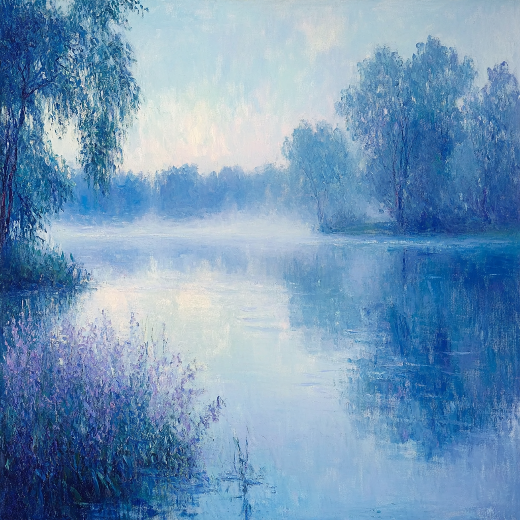 Monet Inspired Misty Morning By The Lake DIY paint by numbers