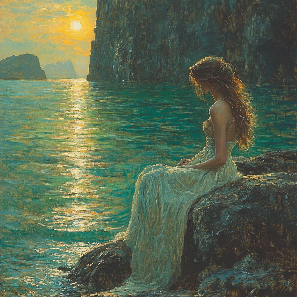 John William Waterhouse Inspired Mythical Siren Number painting