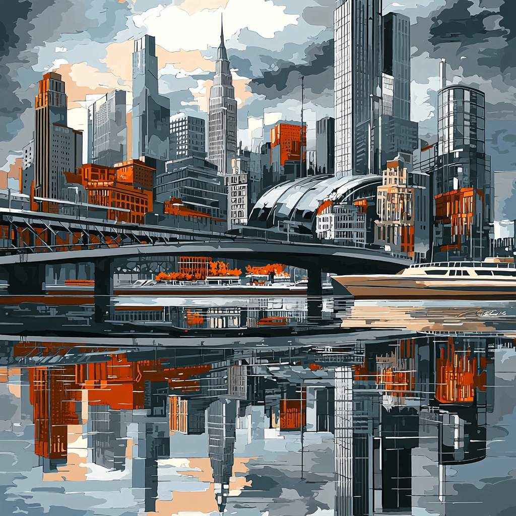 Charles Demuth Inspired Modern Industrial Skyline Painting By Numbers Kit