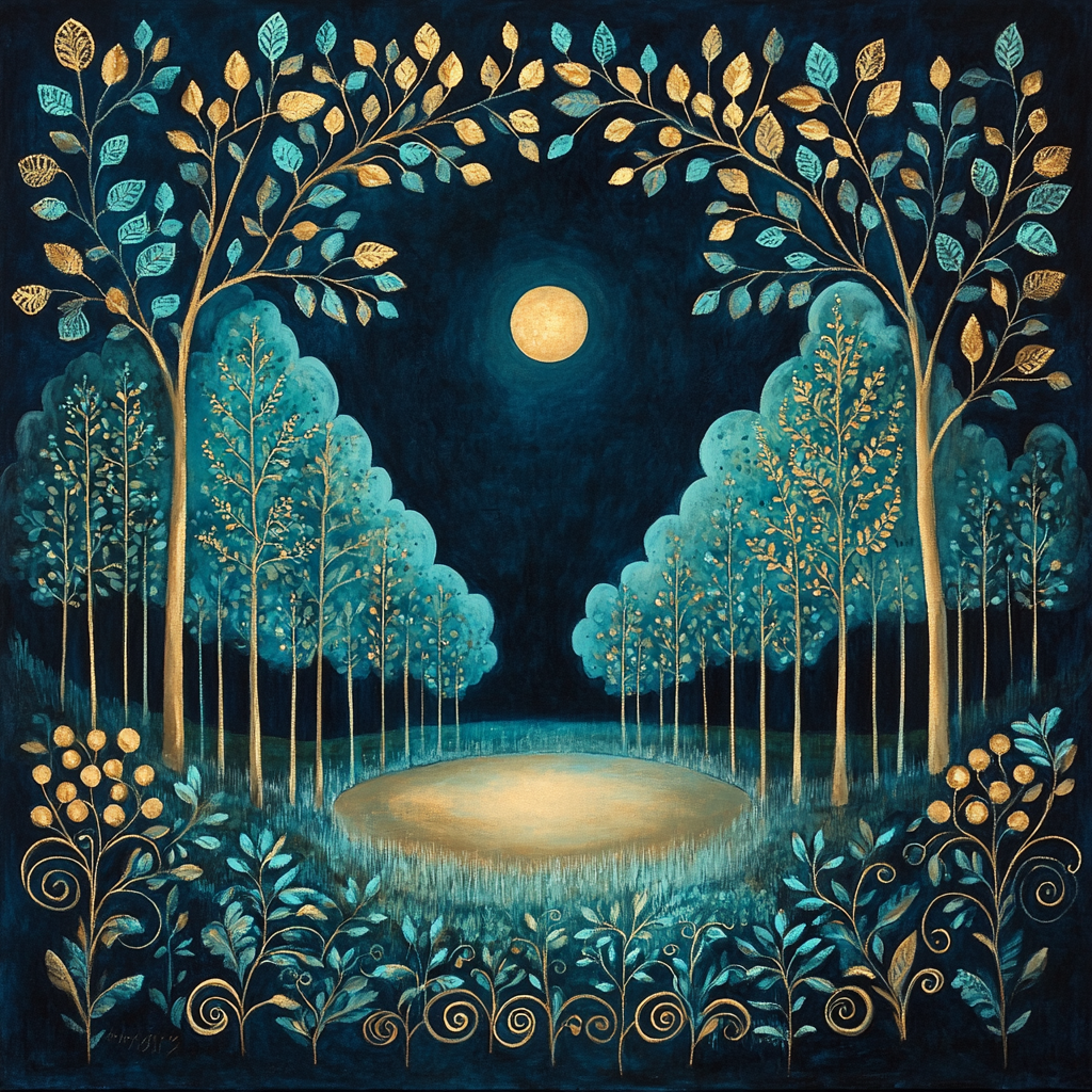 Frida Kahlo Inspired Lunar Orchard Number painting