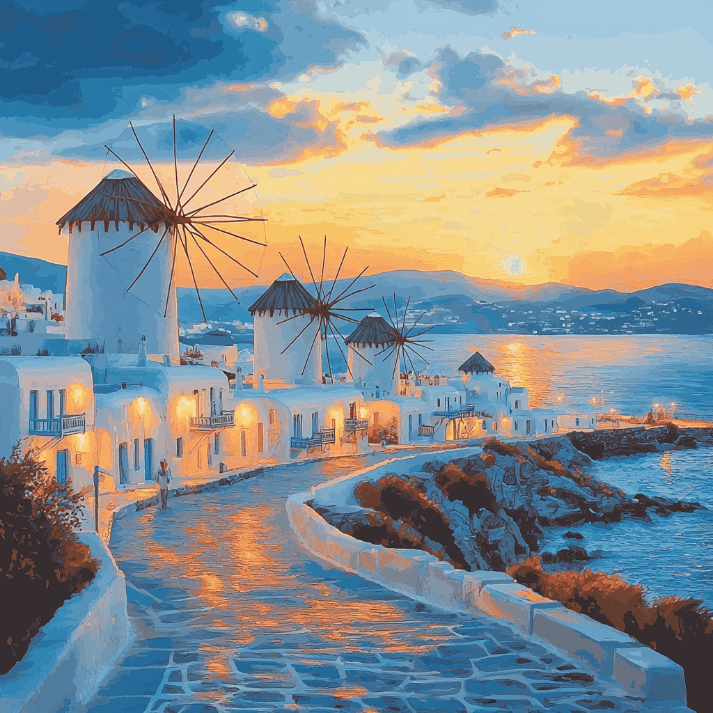 Mykonos Windmills - Mykonos Numbered Painting Kits