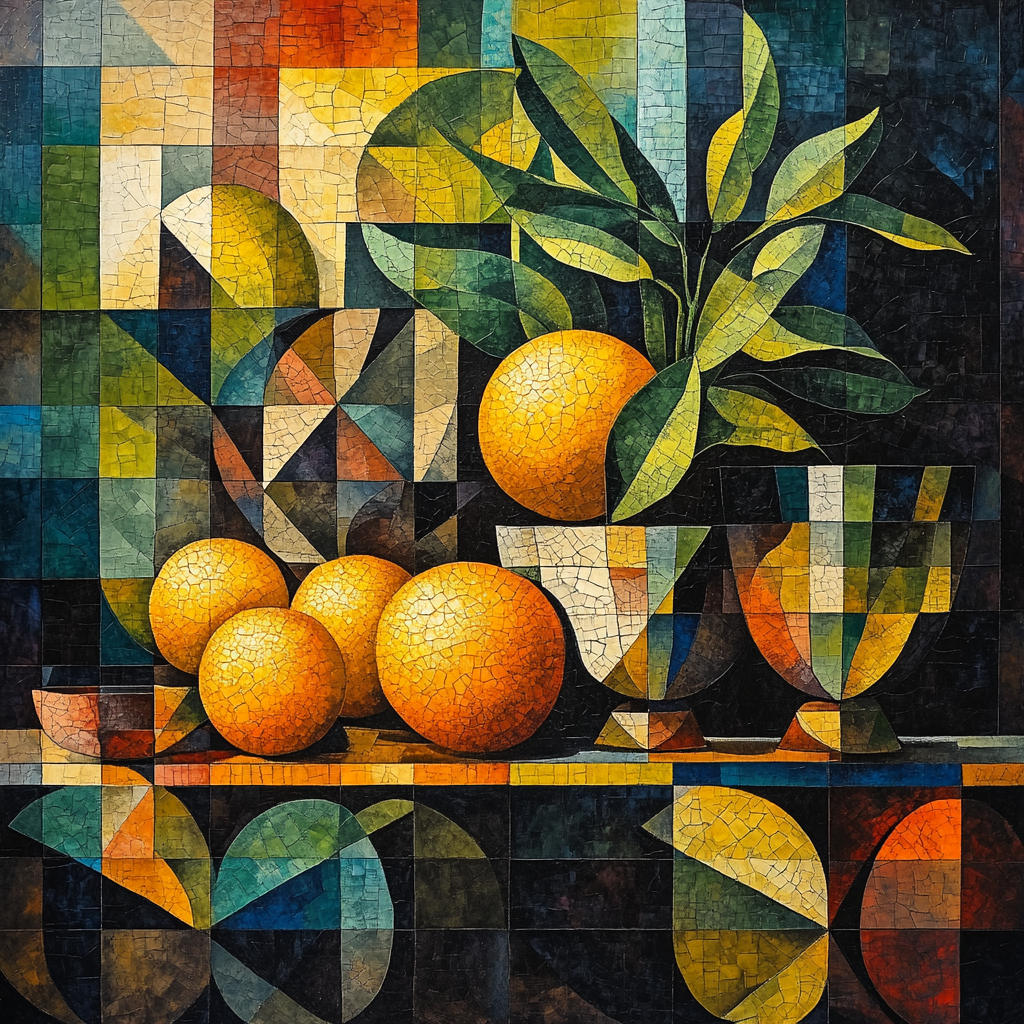 Pablo Picasso Inspired Abstracted Still Life With Cubist Citrus And Vessels paint by number