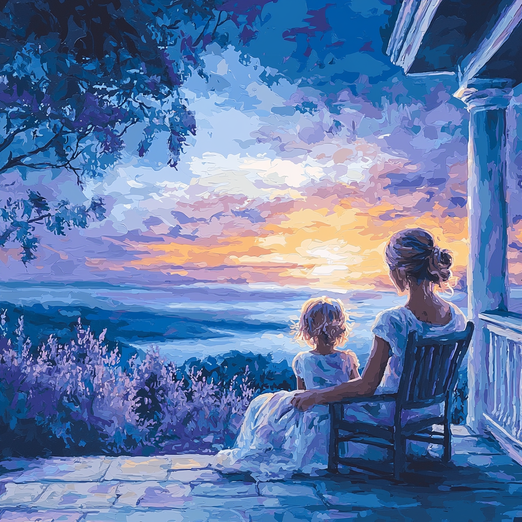 Mother And Child At Dusk DIY Paint By Numbers