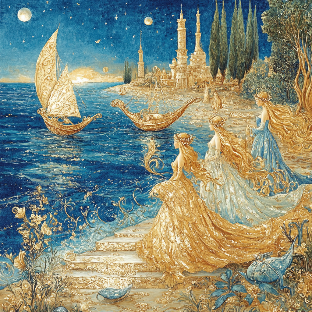 Botticelli Inspired Mythic Shore paint by color