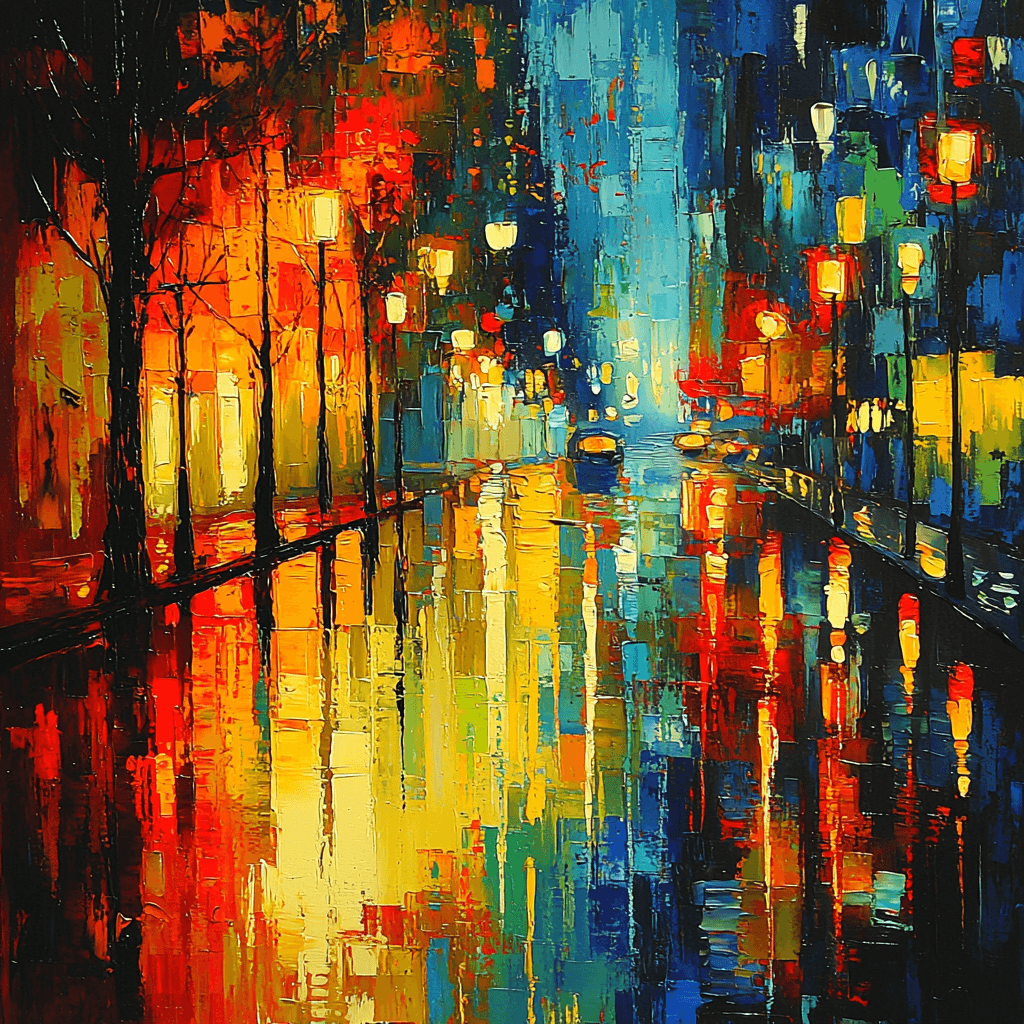 Edvard Munch Inspired Abstract Rainy Day Reflections Numbered Painting Kits