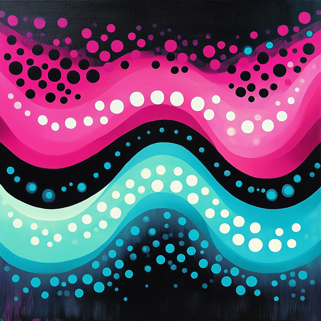 Yayoi Kusama Inspired Polka Aurora Loop paint by numbers